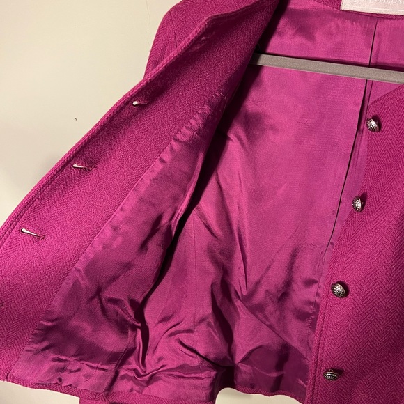 Evan Picone 100% Wool Fuchsia Button Down Jacket Made in the USA - Picture 4 of 7